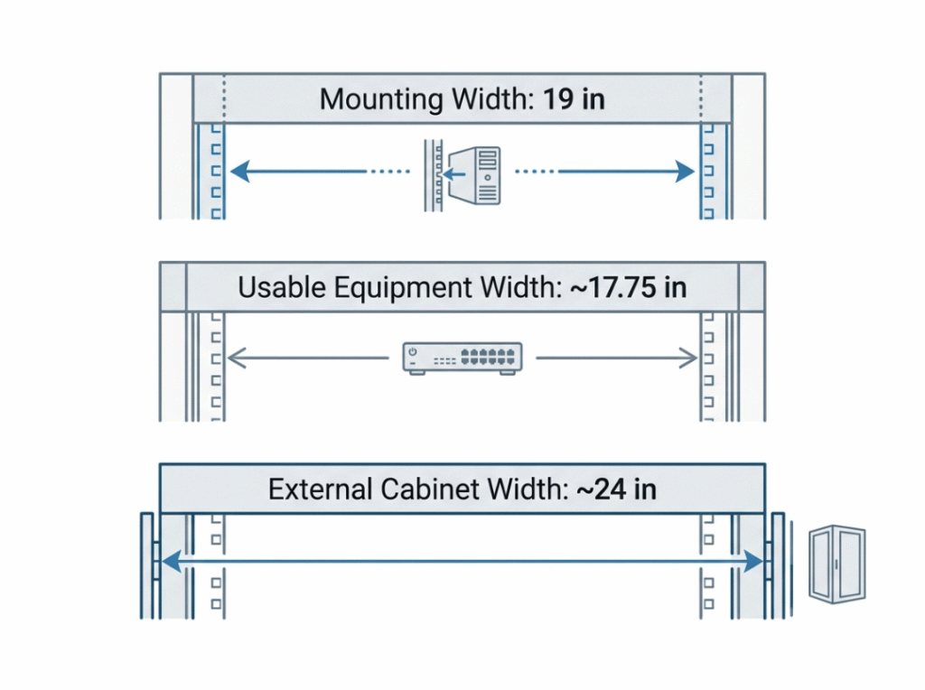 19 inch rack width comparison mounting, usable, and external widths 19 inch rack width comparison mounting, usable, and external widths