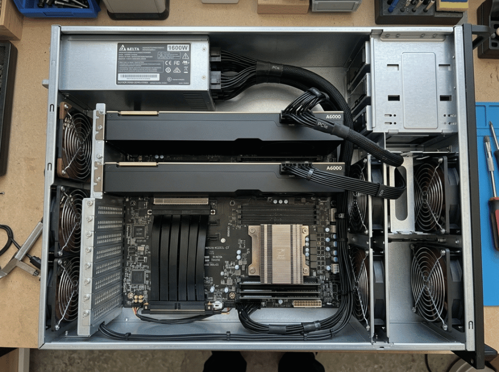 Two full length GPUs installed in a 4U chassisFront to back airflow path through a 2U chassis Two full length GPUs installed in a 4U chassisFront to back airflow path through a 2U chassis