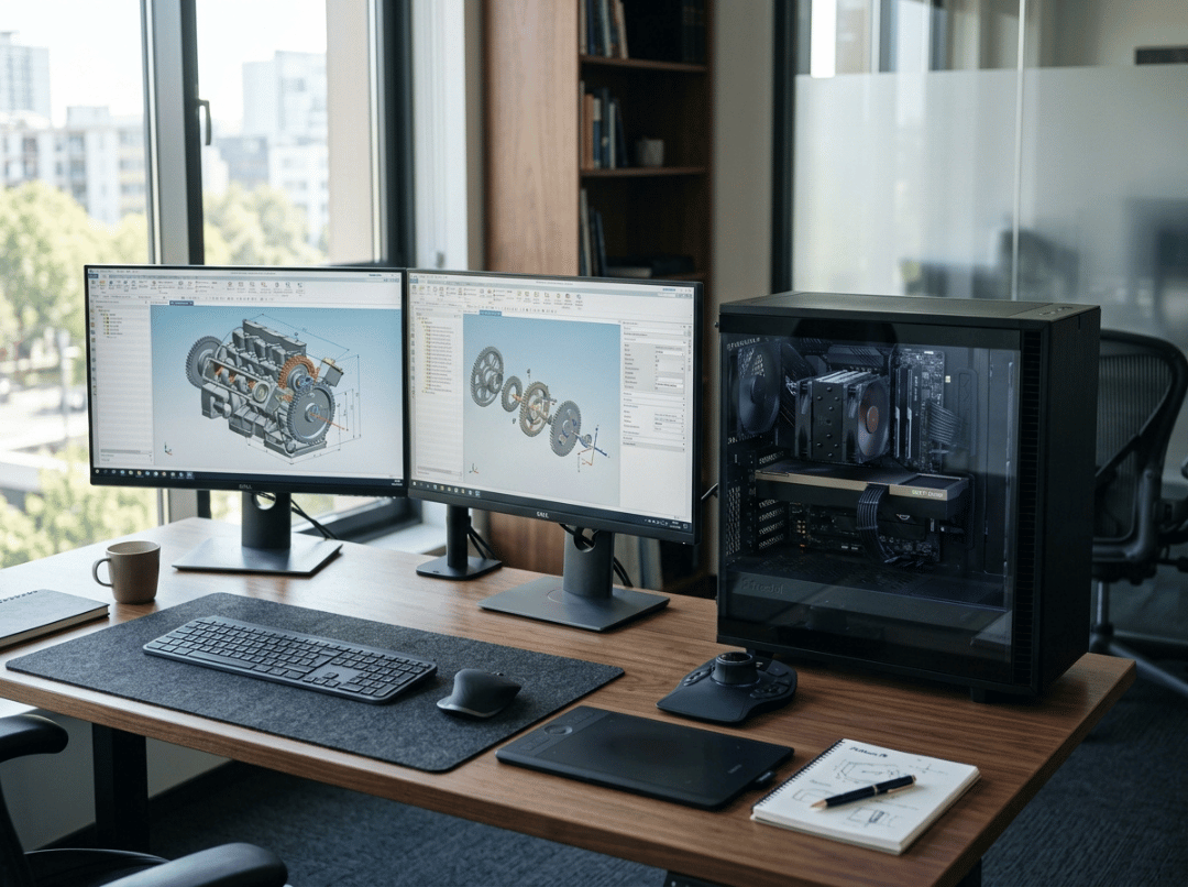 Professional CAD workstation with RTX graphics card