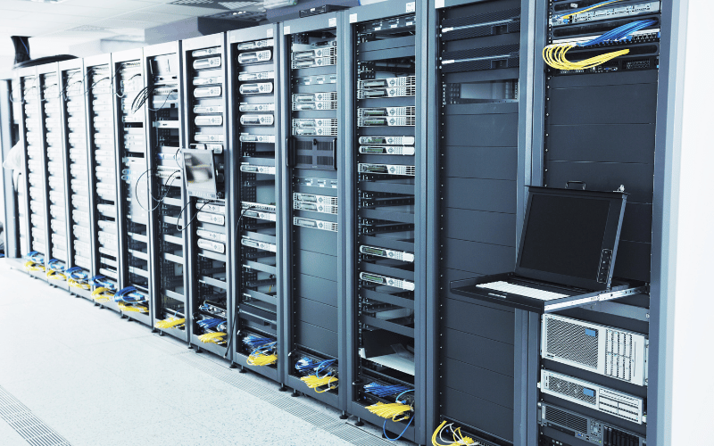 Server racks in a stationary state