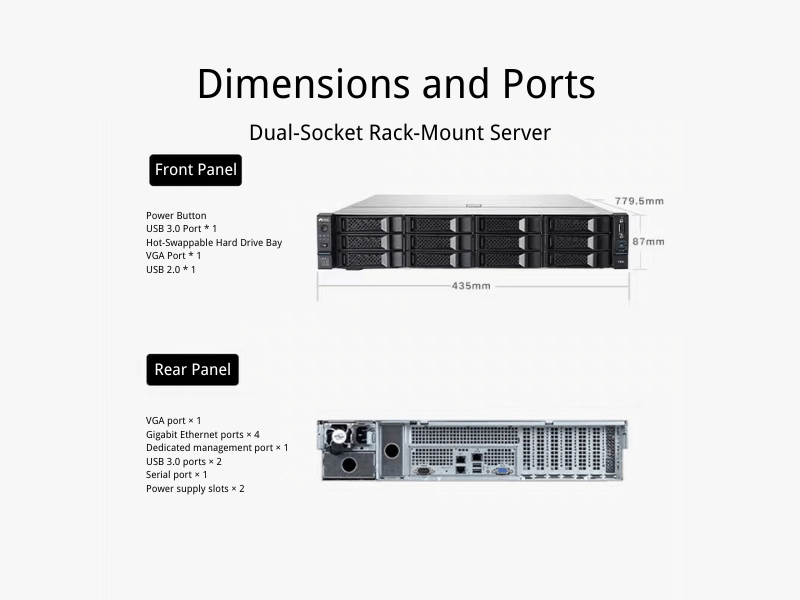 Dual Socket Rack Mount Server Dimensions and Ports Dual Socket Rack Mount Server Dimensions and Ports