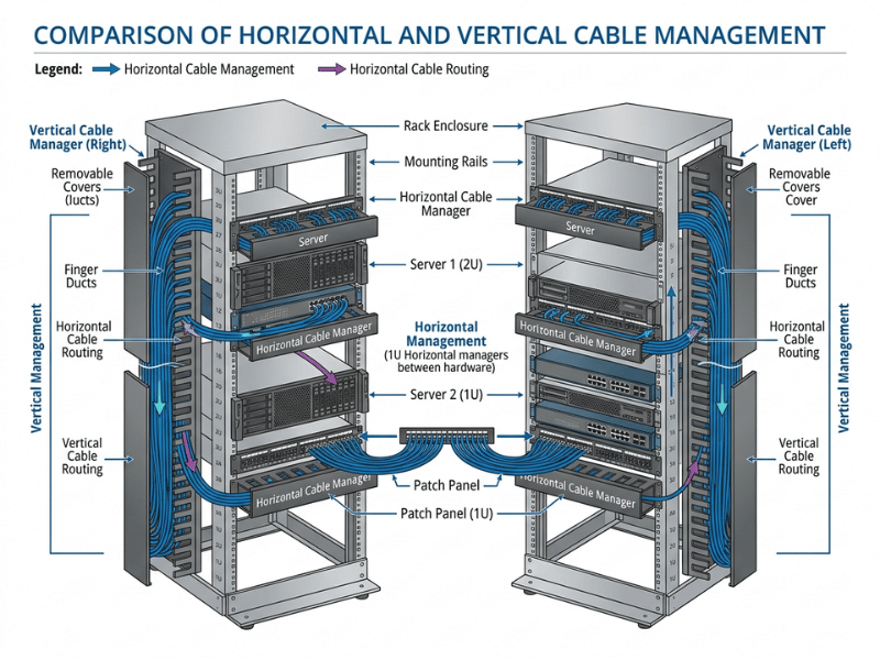 Horizontal vs Vertical Cable Management Horizontal vs Vertical Cable Management