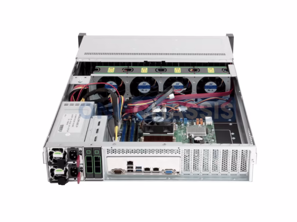 2U server with drive bays and fans 2U server with drive bays and fans