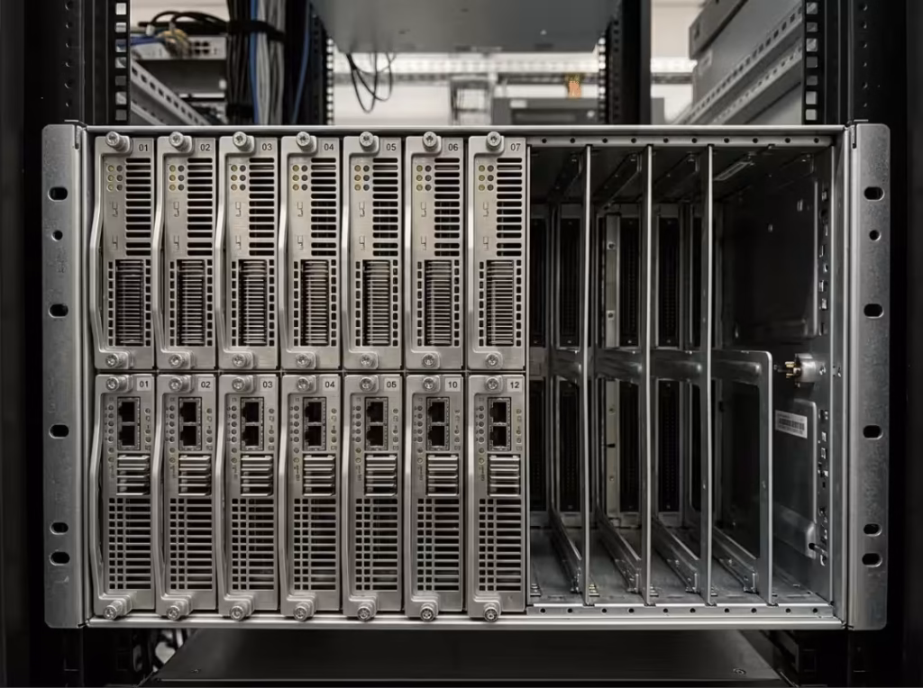 Blade servers in shared chassis Blade servers in shared chassis