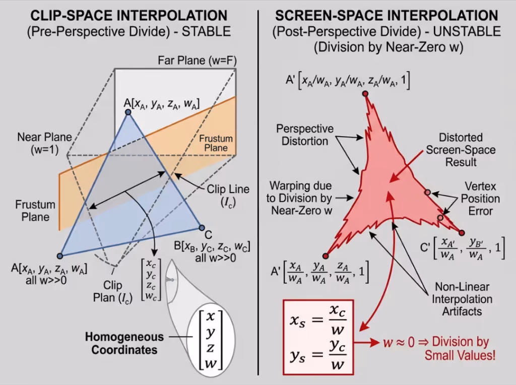 Clip space versus screen space clipping Clip space versus screen space clipping