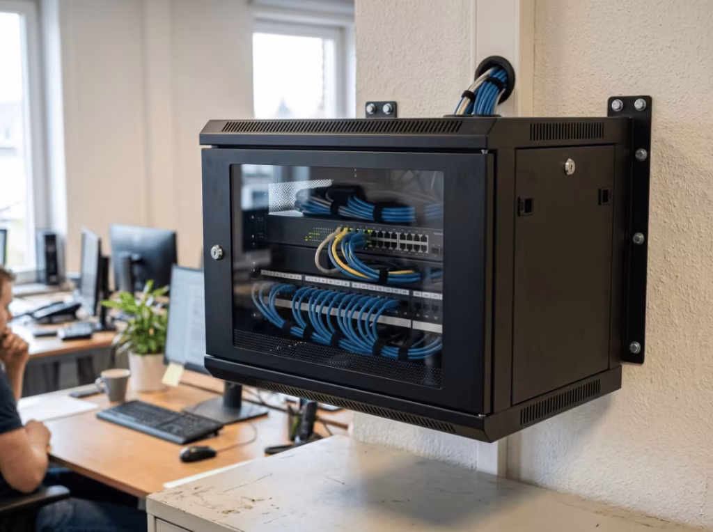 Compact wall mounted network cabinet Compact wall mounted network cabinet