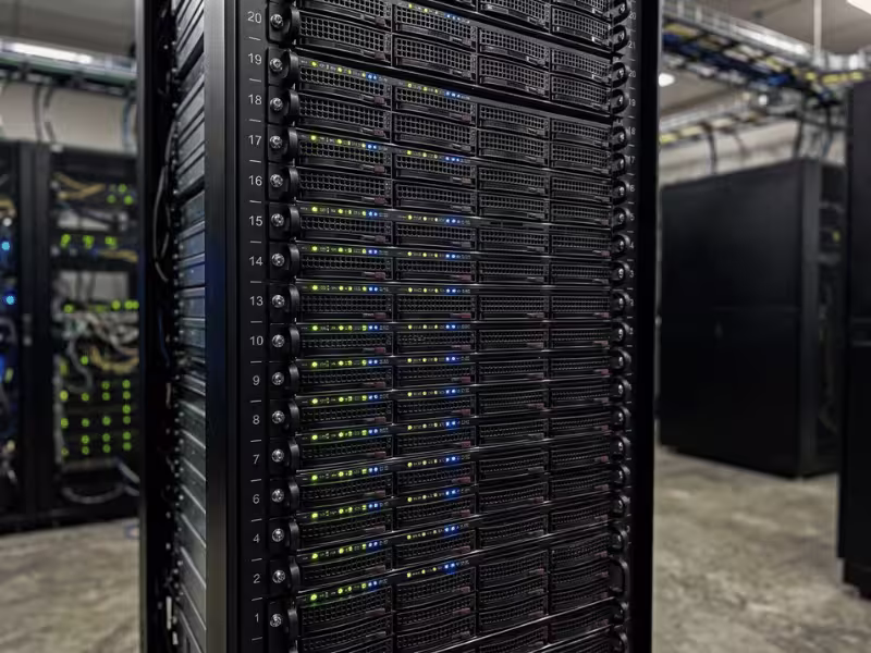 Densely stacked 1U servers in a rack Densely stacked 1U servers in a rack