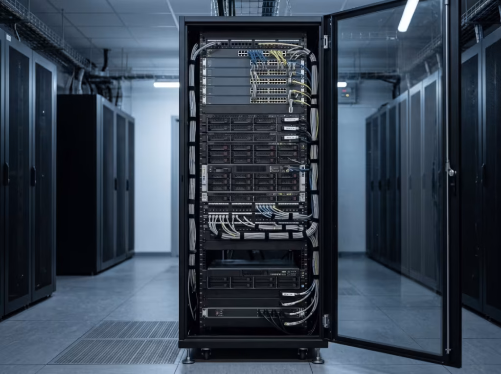 Floor standing enclosed server rack Floor standing enclosed server rack