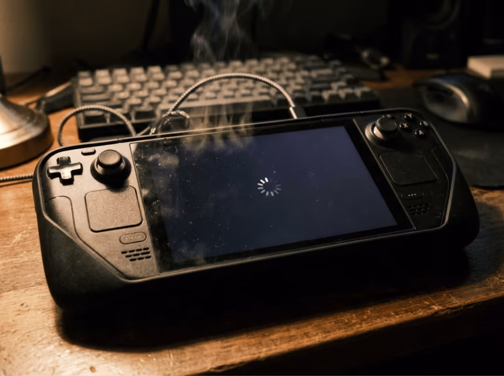 Handheld device showing a slow loading screen during a heavy task Handheld device showing a slow loading screen during a heavy task