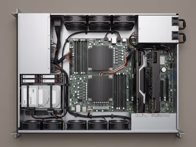 Inside a 2U server with GPU and drives Inside a 2U server with GPU and drives