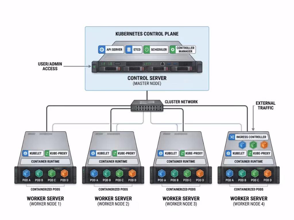 Clustered rack servers Kubernetes cluster nodes