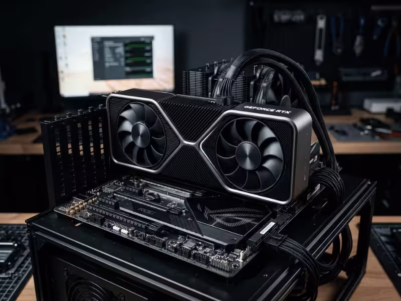 NVIDIA style card connected to a test bench NVIDIA style card connected to a test bench