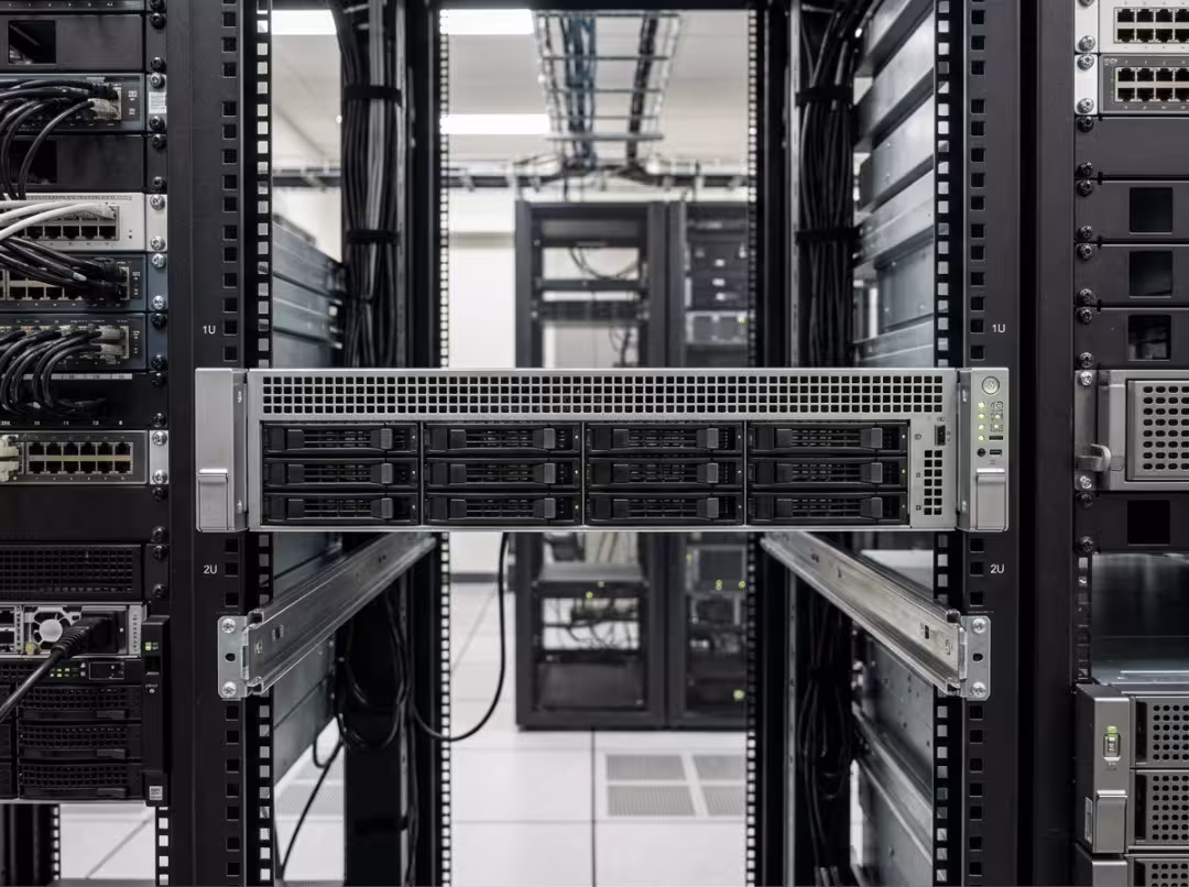 Rackmount server in rack