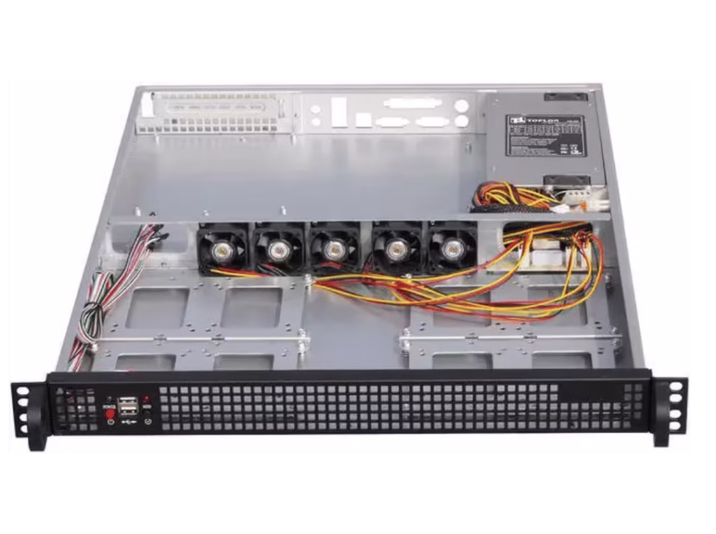 Row of small fans inside a 1U chassis Row of small fans inside a 1U chassis