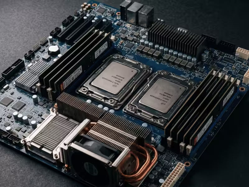 Server motherboard with multiple CPUs installed