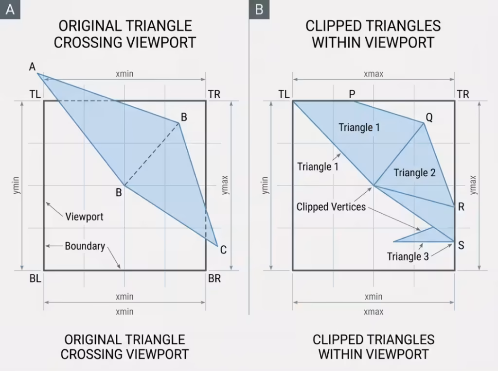 Triangle clipping before and after Triangle clipping before and after