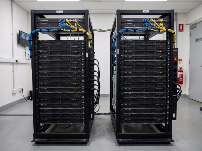 Server nodes split across two racks with separate power Server nodes split across two racks with separate power