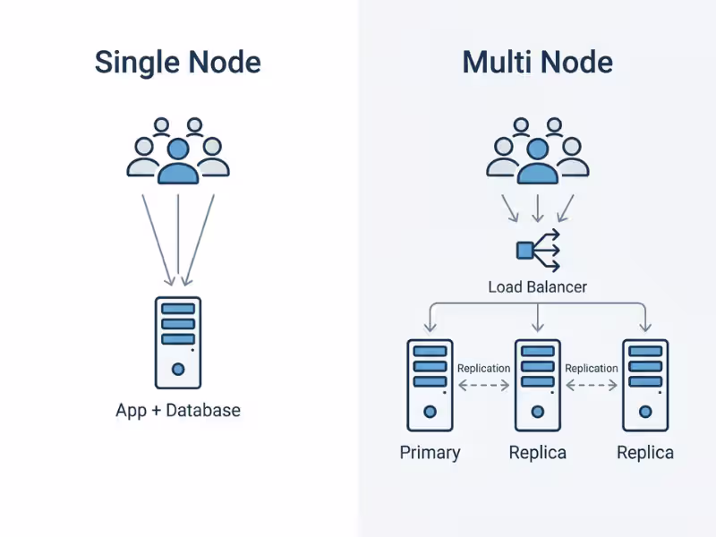 Single node vs. multi node architecture diagram Single node vs. multi node architecture diagram